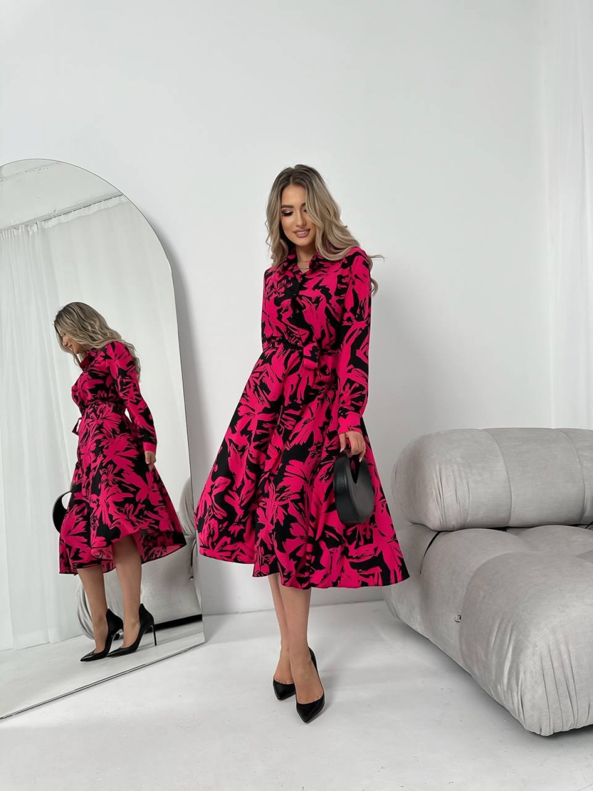 Жіноча сукня із шовкового софту колір малина р.42/44 454118