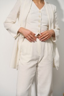 Жіночий мусліновий костюм-трійка колір молочний р.M 459183