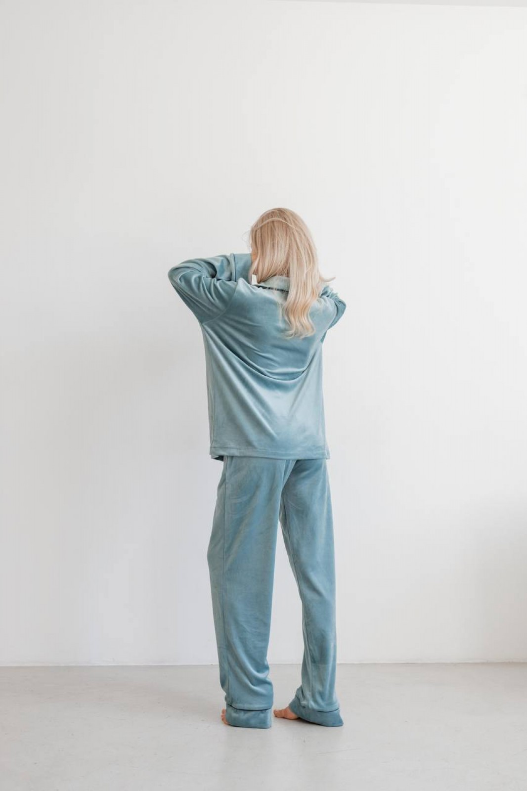 Жіноча піжама велюр Jeny на гудзиках кольору фісташка р.L 441702