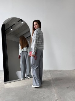 Жіночі брюки з декоративним шнурком колір сірий р.44 451527