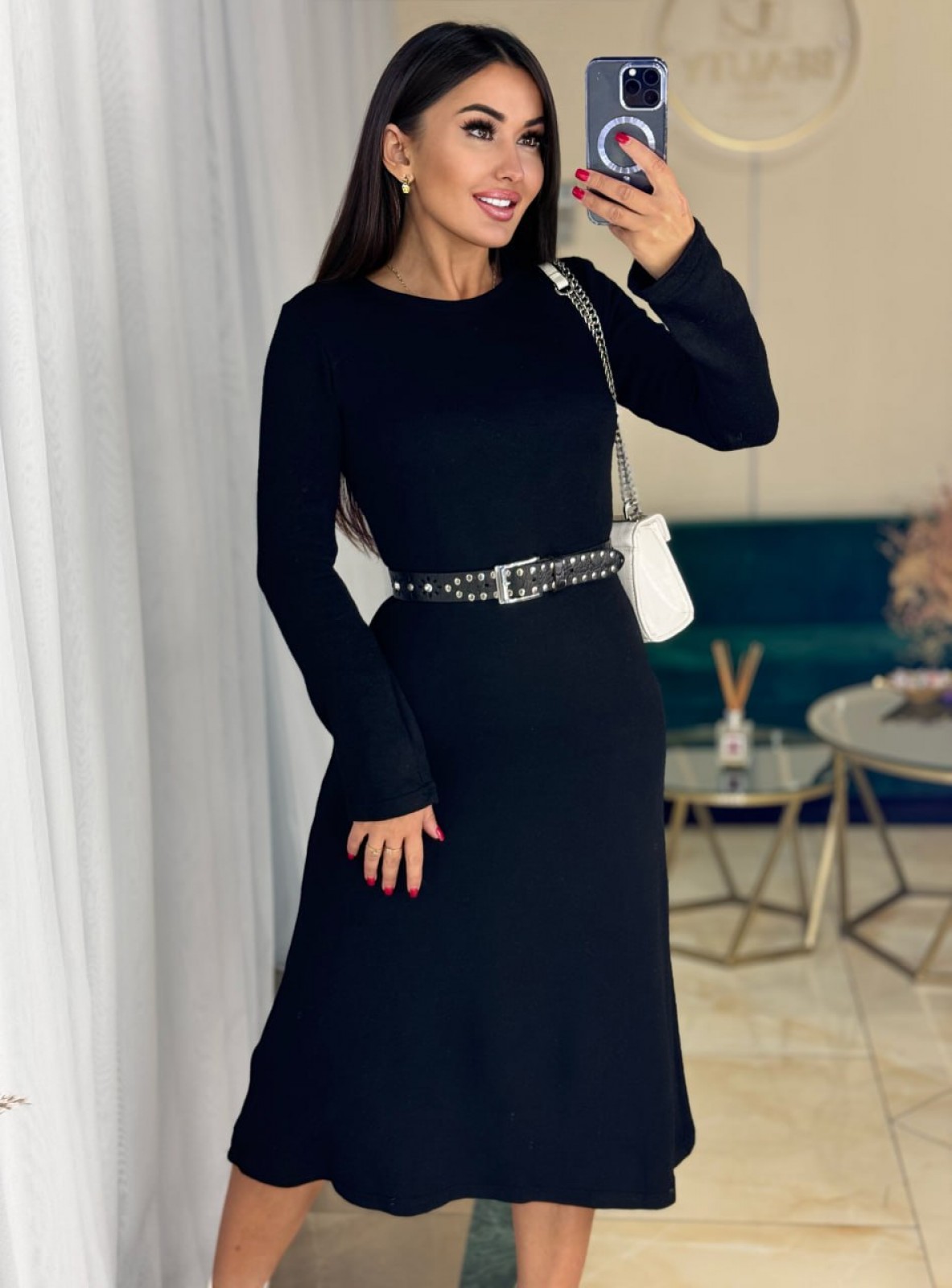 Жіноча сукня із ангори колір чорний р.50/52 447938