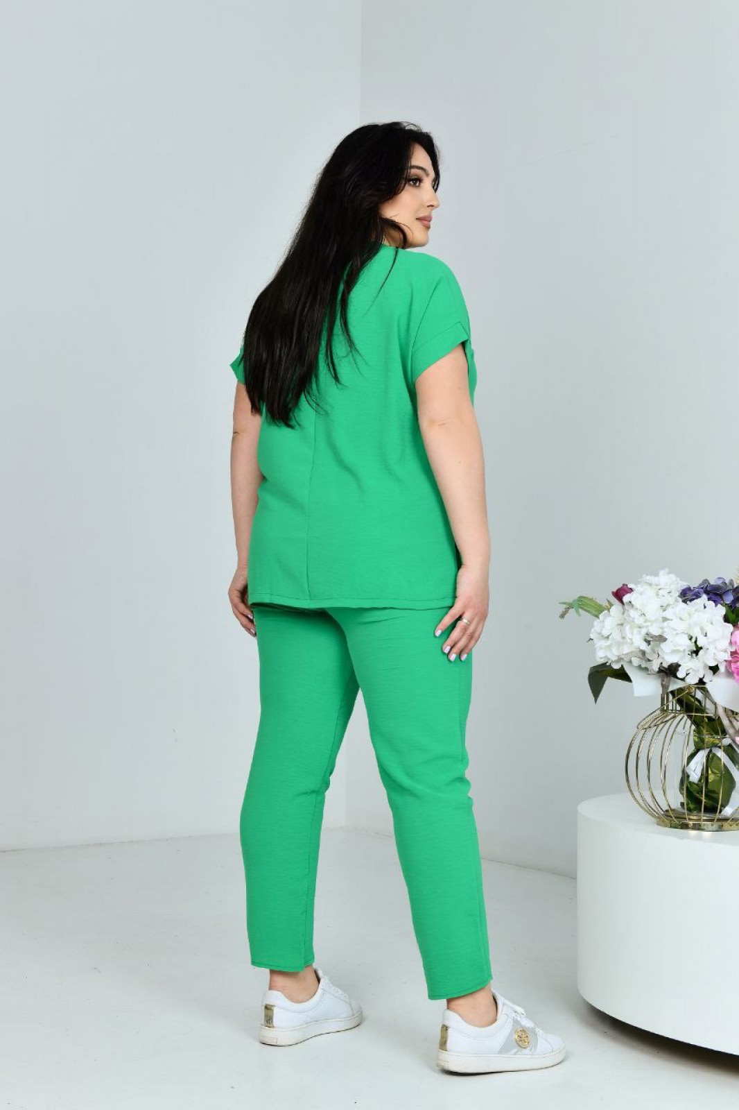 Жіночий прогулянковий костюм двійка колір зеленый р.54 432243