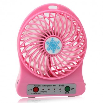 Портативний настільний вентилятор Portable Fan Mini зі знімним акумулятором рожевий 150005 SKL118-374981