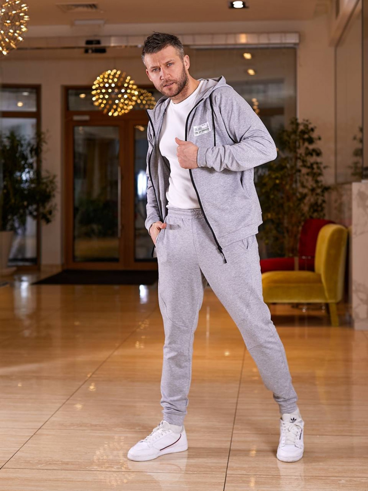 Чоловічий спортивний костюм колір світло-сірий меланж р.52 450616