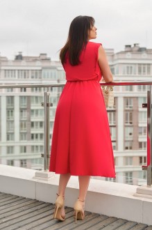 Жіноча сукня із софту міді колір червоний р.42/44 456296