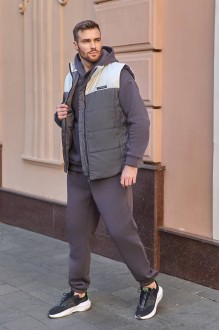 Чоловічий спортивний костюм трійка колір графіт світло-сірий р.L 440692