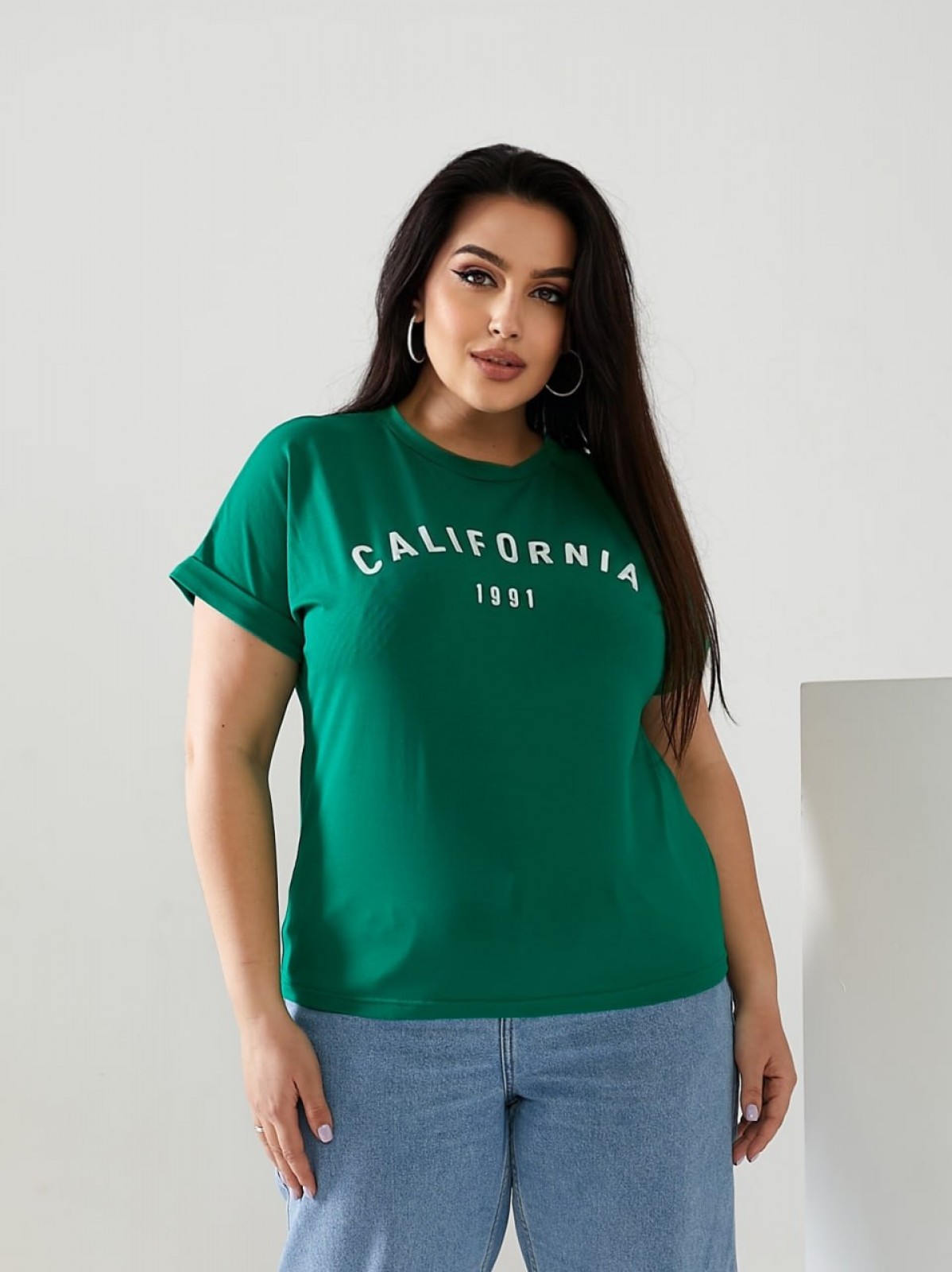 Жіноча футболка California колір зелений р.48/50 432450