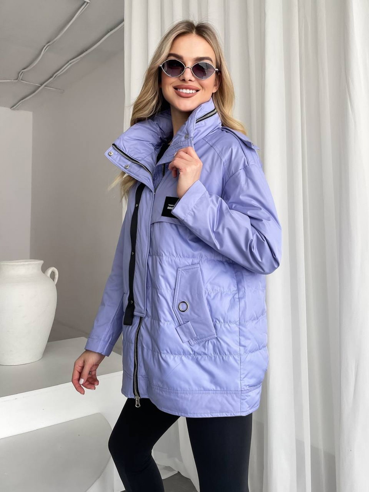 Жіноча тепла куртка колір фіолетовий р.S 450140