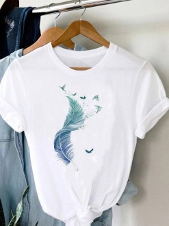 Жіноча футболка з принтом колір білий р.48/50 452045