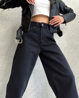 Жіночі джинси палаццо колір чорний р.25 448906