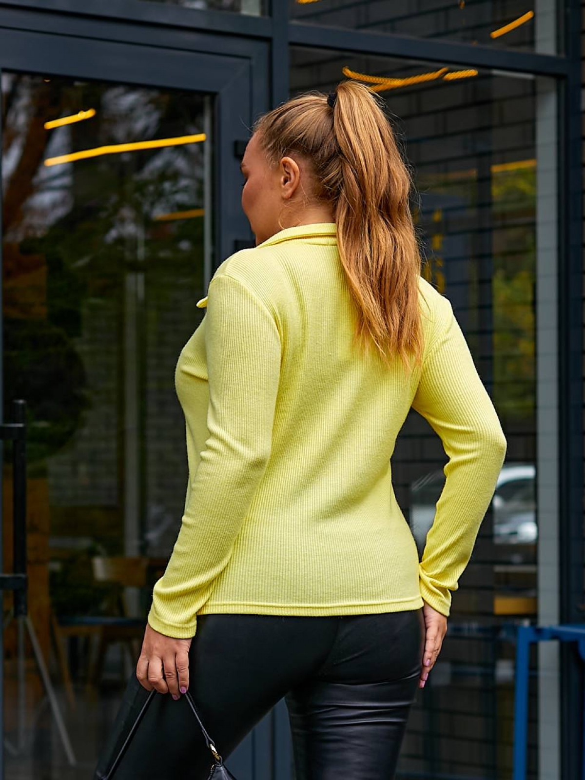 Жіночий светр-поло з ангори колір жовтий р.52/54 445777