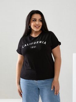 Жіноча футболка California колір чорний р.48/50 432456