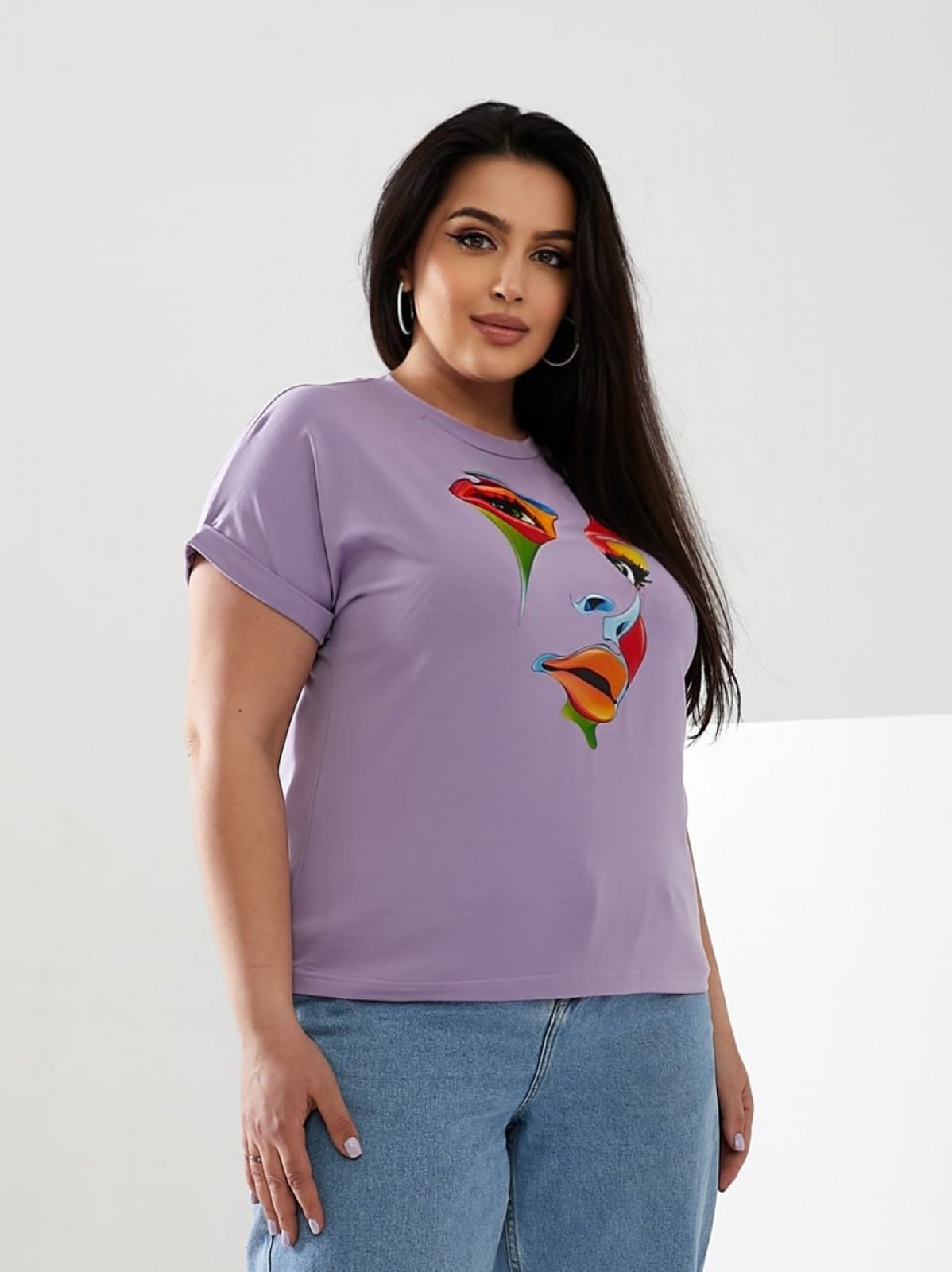 Жіноча футболка FACE колір лавандовий р.42/46 433035