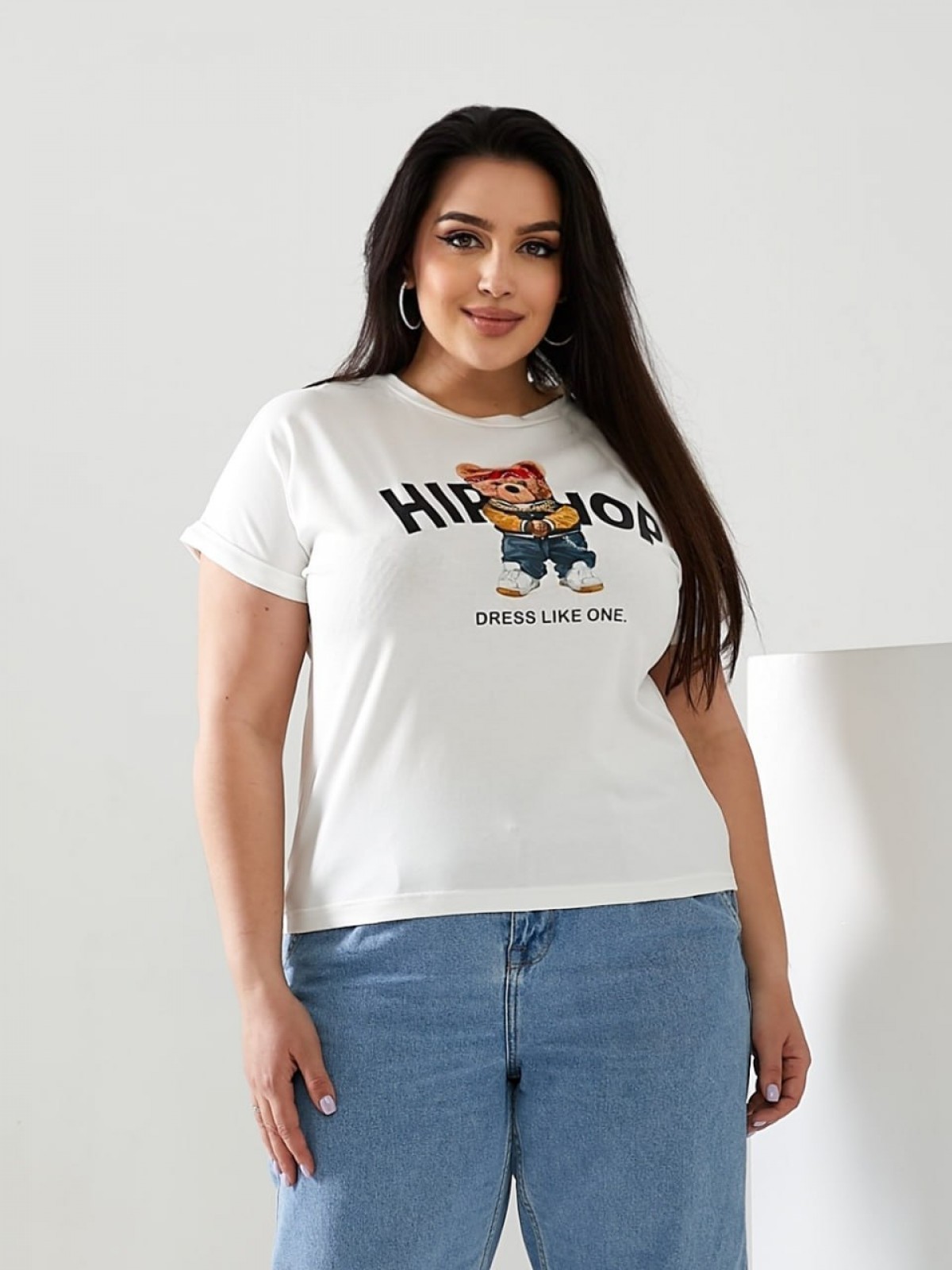 Жіноча футболка HIP-HOP колір молочний р.48/50 433165