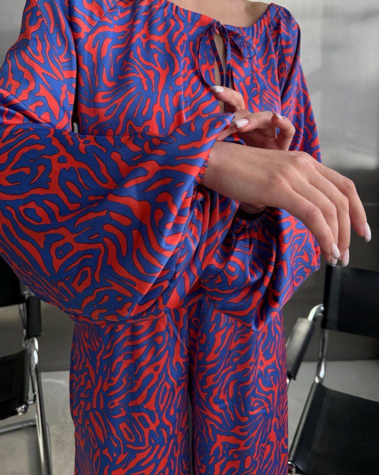 Жіноча піжама шовк Армані «Lara» колір синій р.S 455457