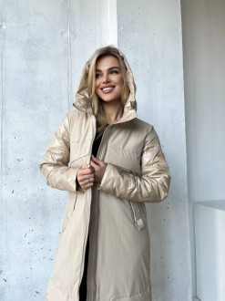 Жіночий весняне пальто колір бежевий р.L 451076