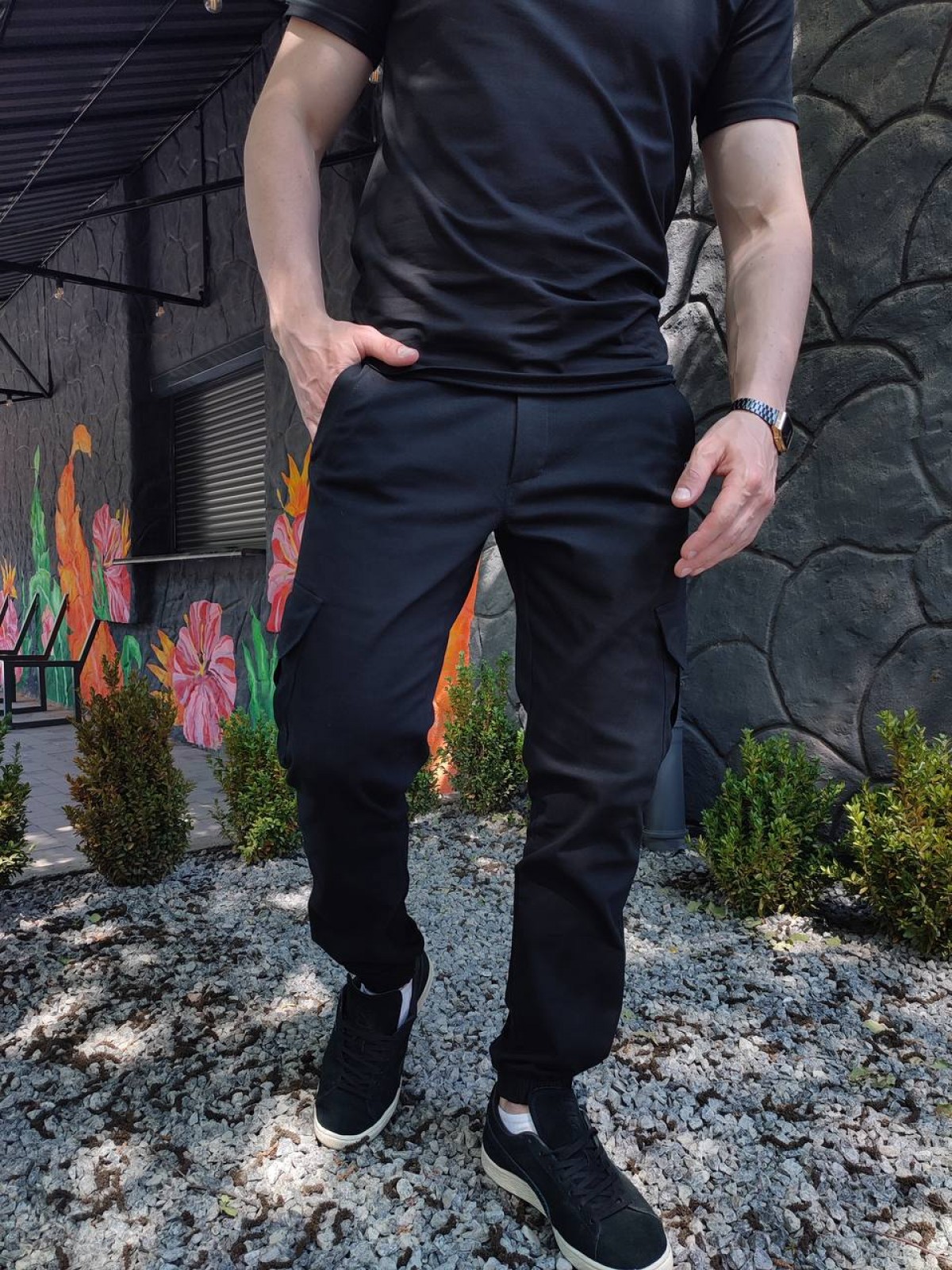 Чоловічі штани NAVI CARGO колір чорний р.L 438037