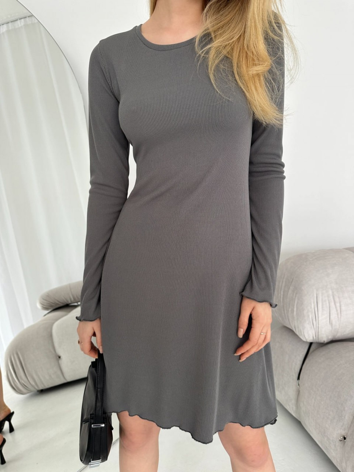 Жіноча сукня міні колір сірий р.46/48 453555