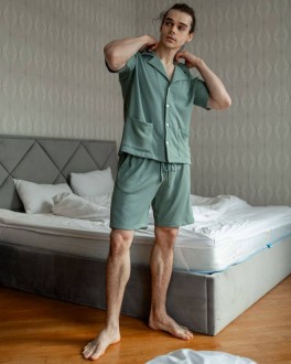 Чоловічий піжамний костюм колір зелений р.L 453363
