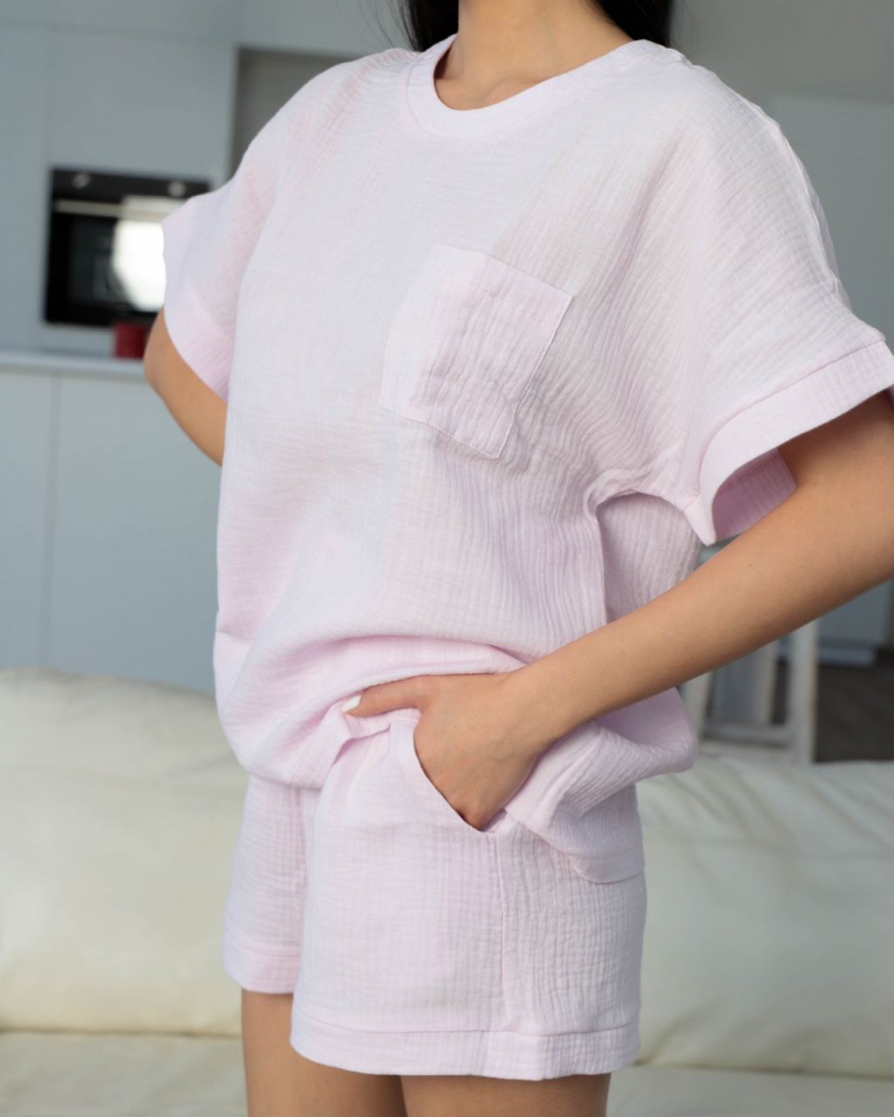 Жіноча піжама з мусліну Rina лілового кольору р.S 374015