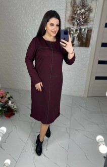 Жіноча сукня прямого крою колір бордовий р.58/60 451050