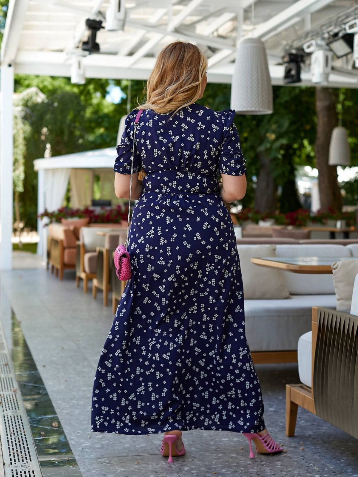 Жіноча сукня міді а-силует колір синій р.52 437007