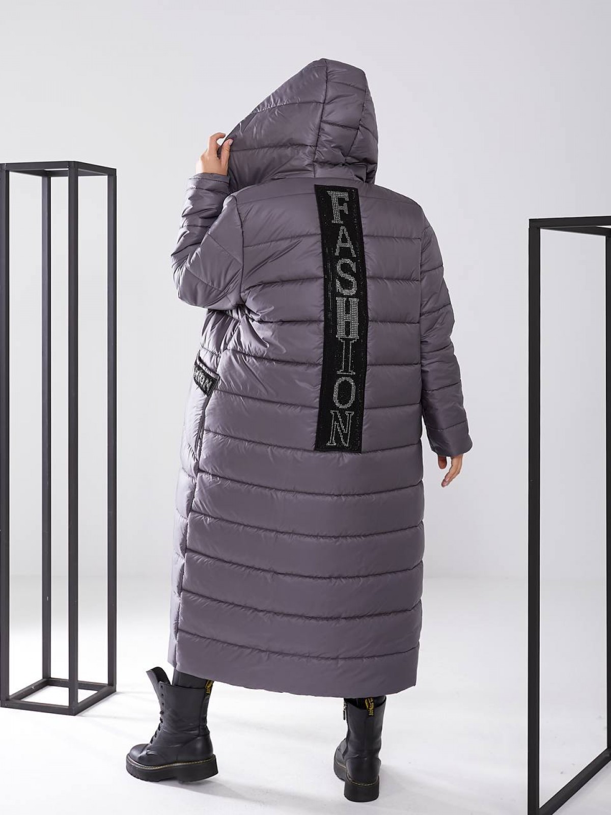 Жіноча куртка з плащової тканини колір графіт р.56/58 448154