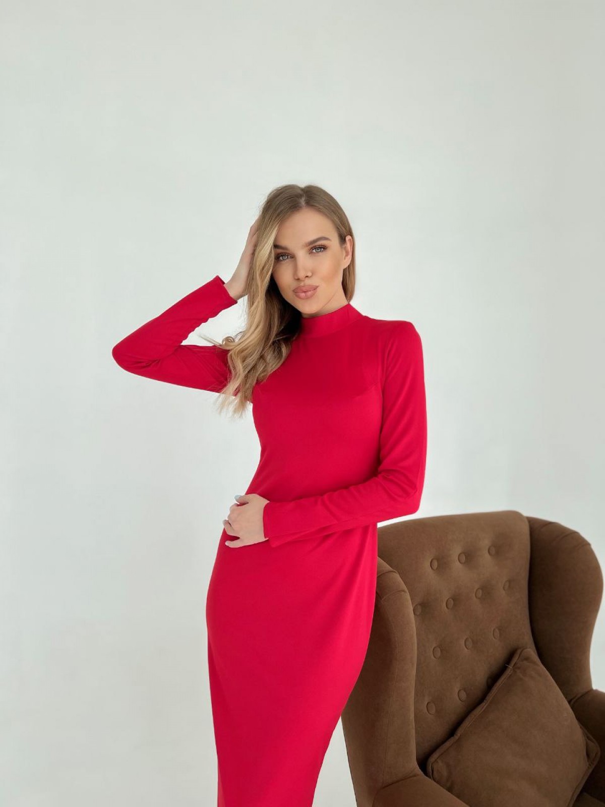 Жіноча сукня з відкритою спиною червоного кольору р.М 384883
