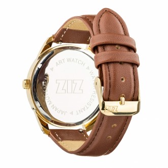 Годинник ZIZ Мінімалізм, ремінець кавово-шоколадний, золото і додатковий ремінець 142869