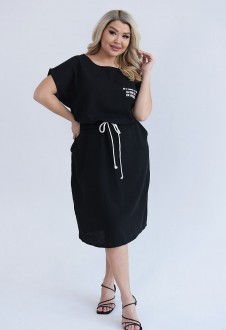 Жіноча сукня із льону колір чорний р.52/54 459066