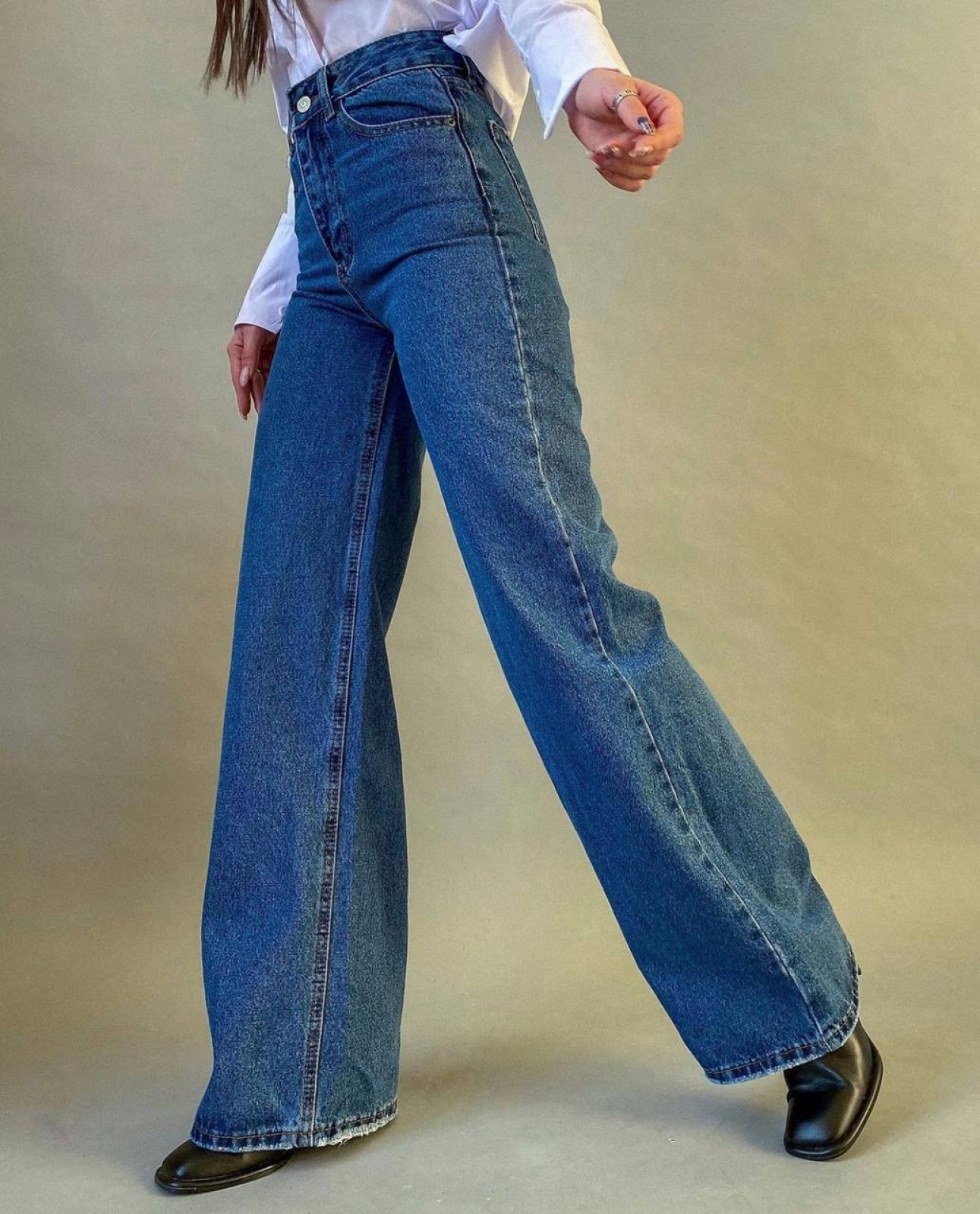 Жіночі джинси палаццо колір синій р.26 448938