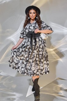Жіноча вільна сукня із софту колір чорний р.50/52 449671