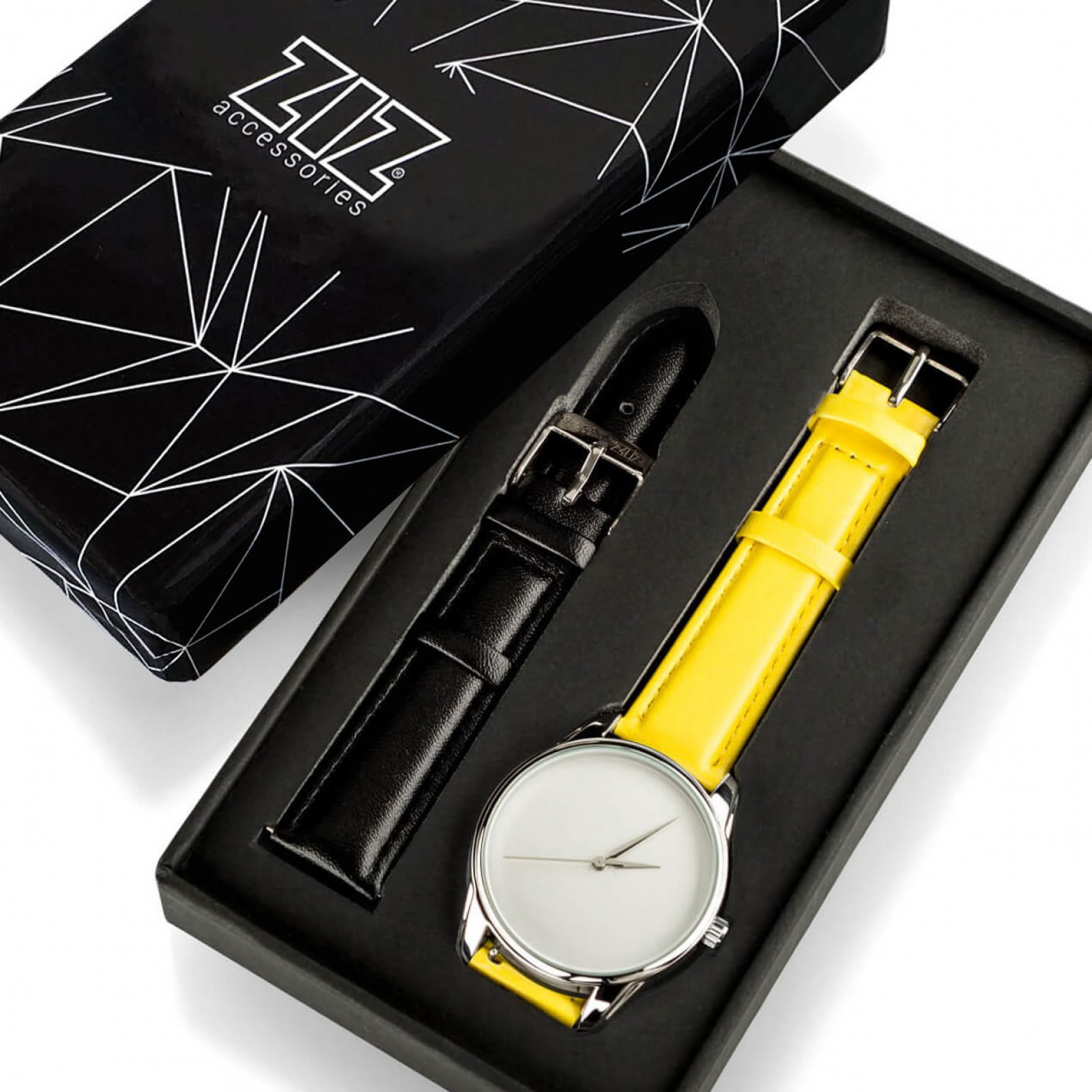Годинник ZIZ Мінімалізм, ремінець лимонно-жовтий, срібло і додатковий ремінець 142865