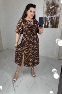 Жіноча сукня на запах із софту колір леопардовий р.62/64 460575