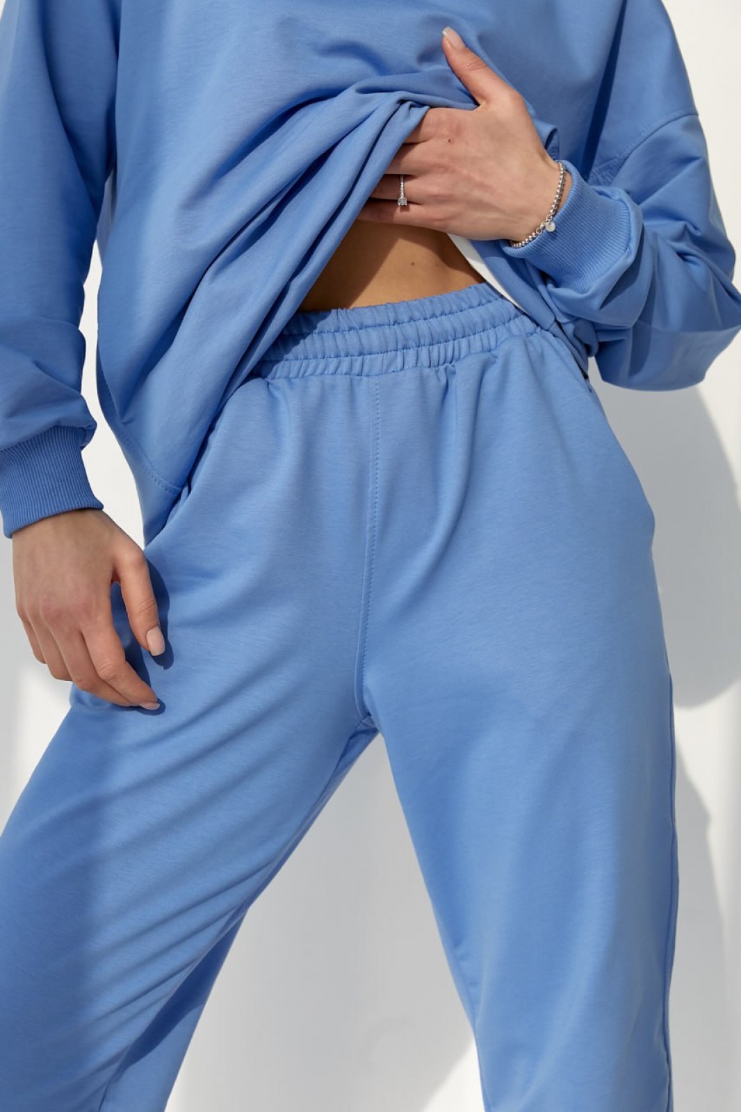 Жіночий костюм худі+джогери колір блакитний 421264