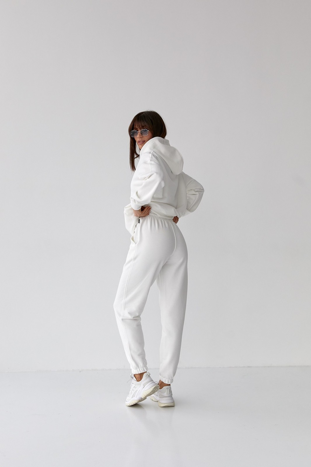 Жіночий костюм худі+джогери колір білий р.XS 454278