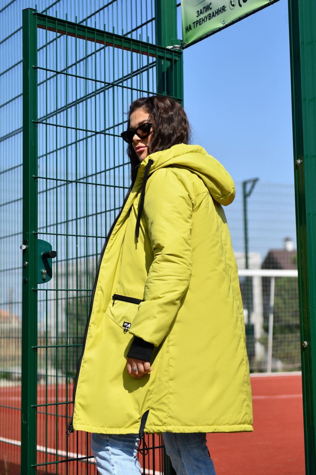 Жіноча куртка з капюшоном колір лайм р.52/54 449817