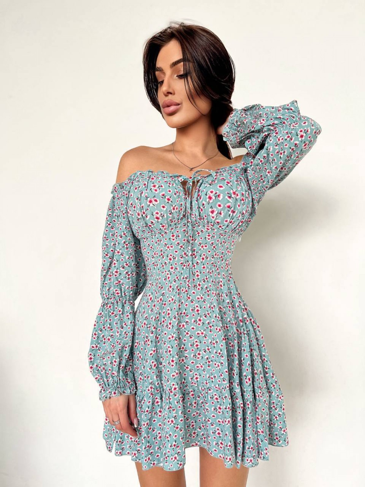 Жіноча сукня міні колір олива р.42/44 453808