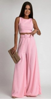 Жіночий костюм-двійка колір рожевий р.44 453586