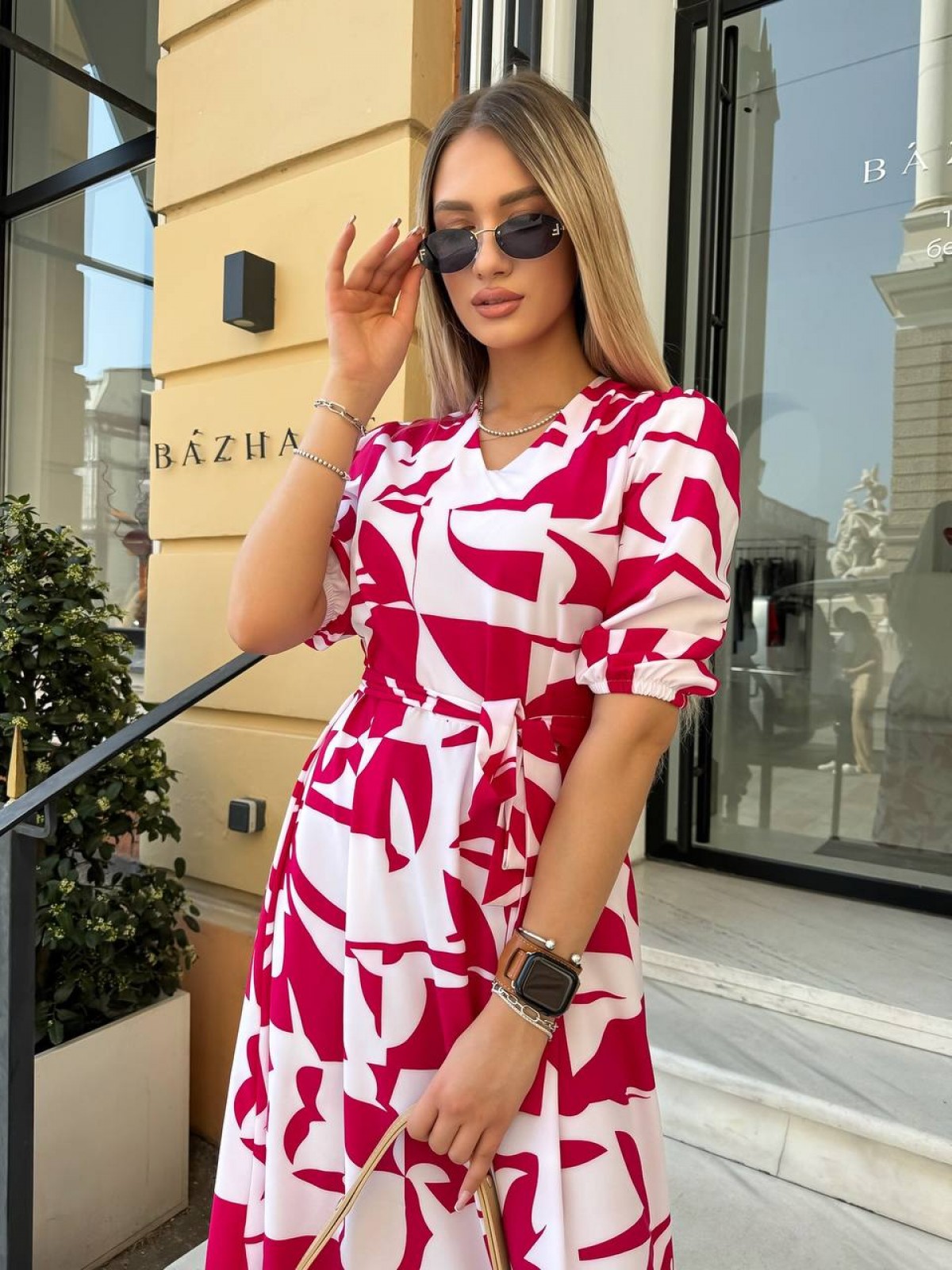Жіноча сукня із шовкового софту колір червоний р.46/48 456060