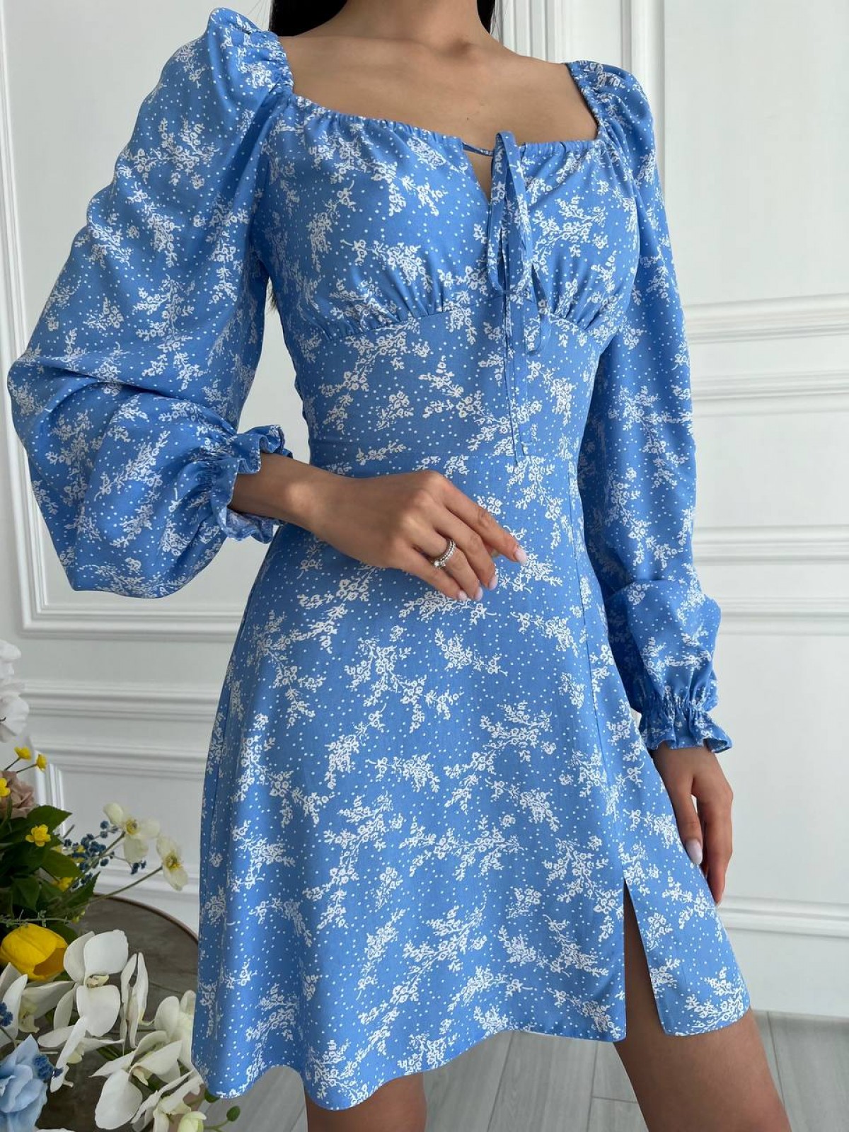 Жіноча літня сукня колір блакитний р.46 437206