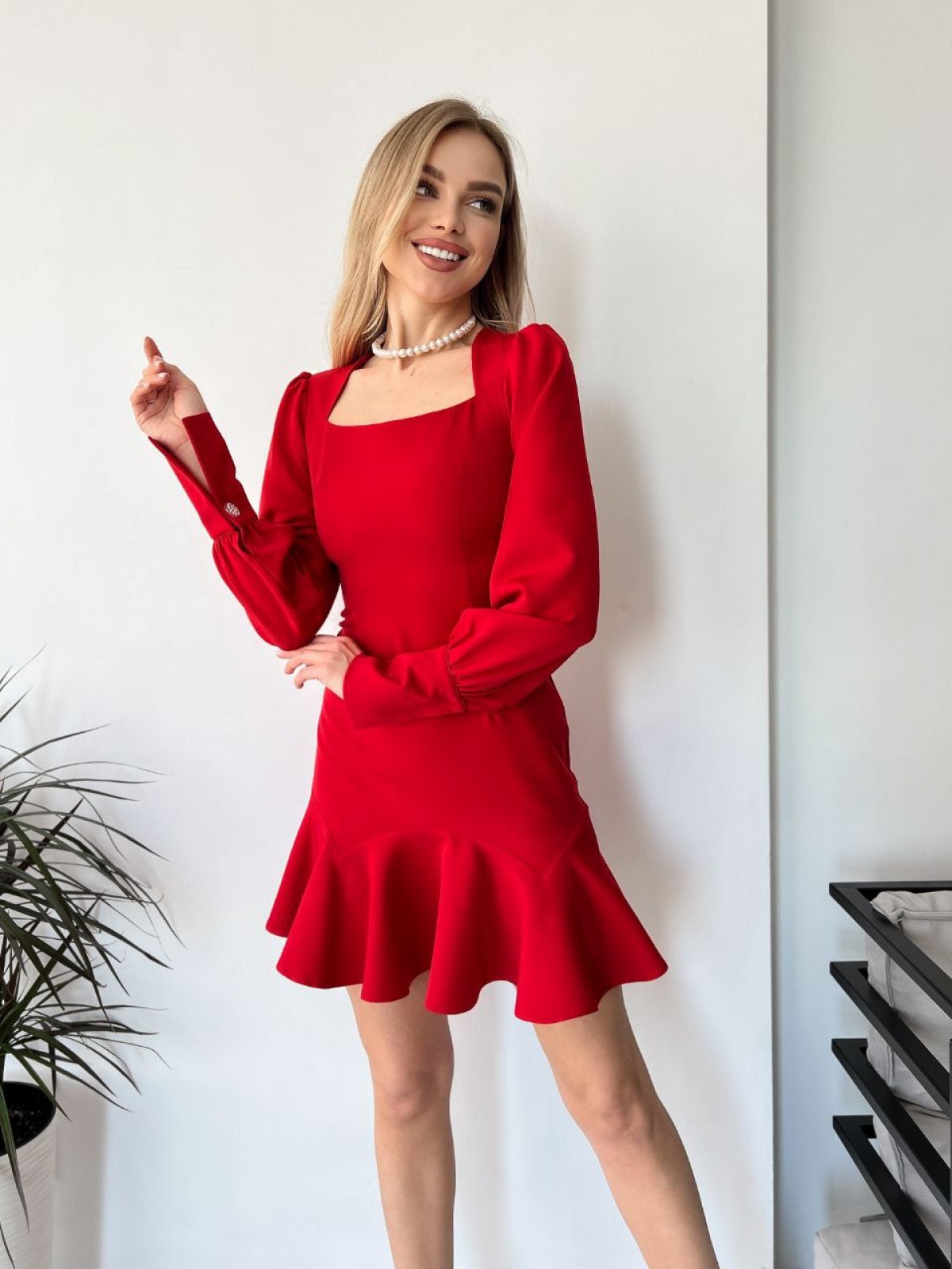 Жіноча сукня футляр червоного кольору р.XL 408404