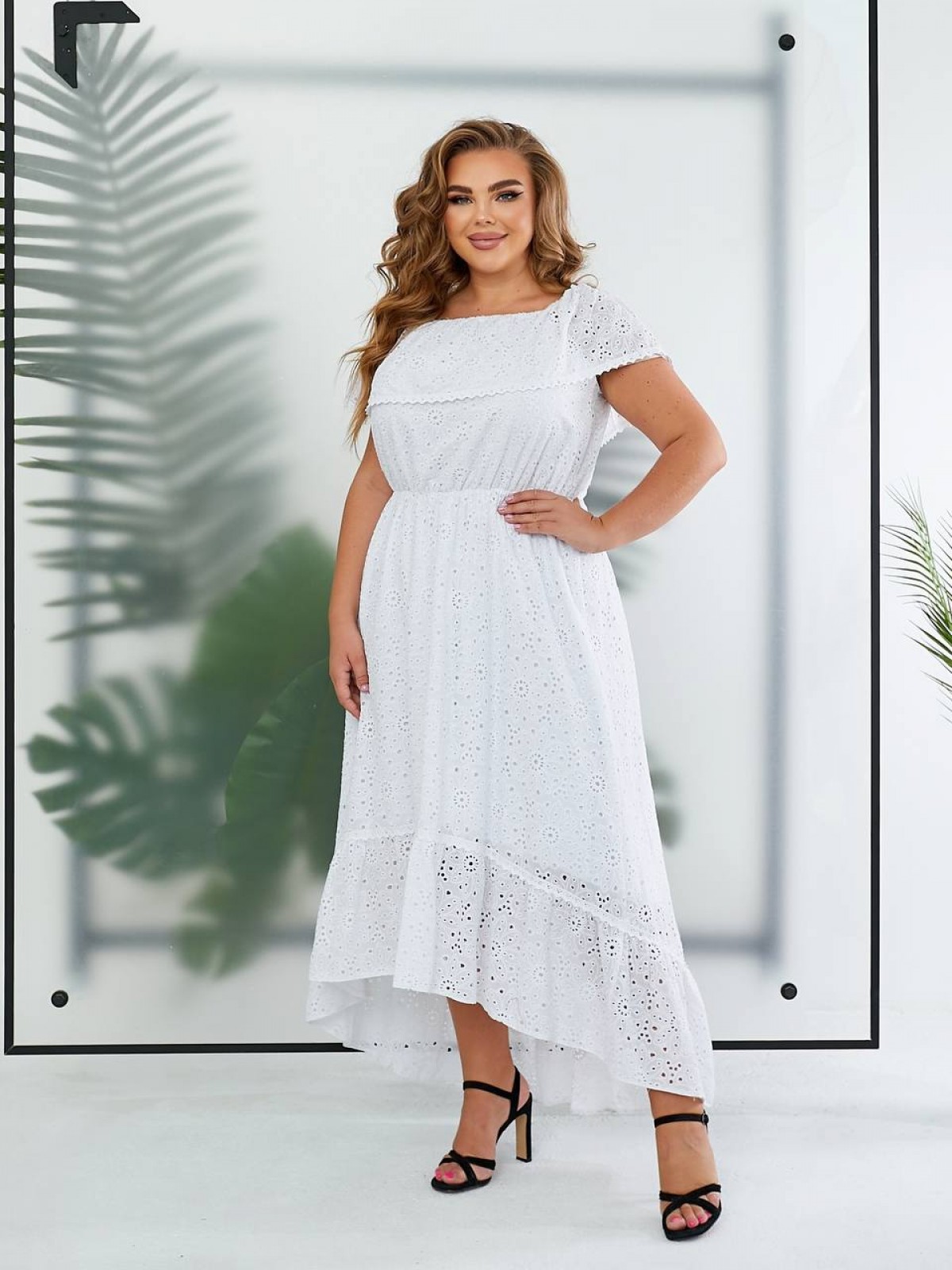 Жіноча асиметрична сукня колір білий 438638