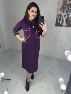 Жіноча сукня міді колір з кишенями колір баклажан р.58/60 449146