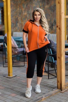 Жіночий спортивний костюм колір чорний-оранж р.58/60 455479
