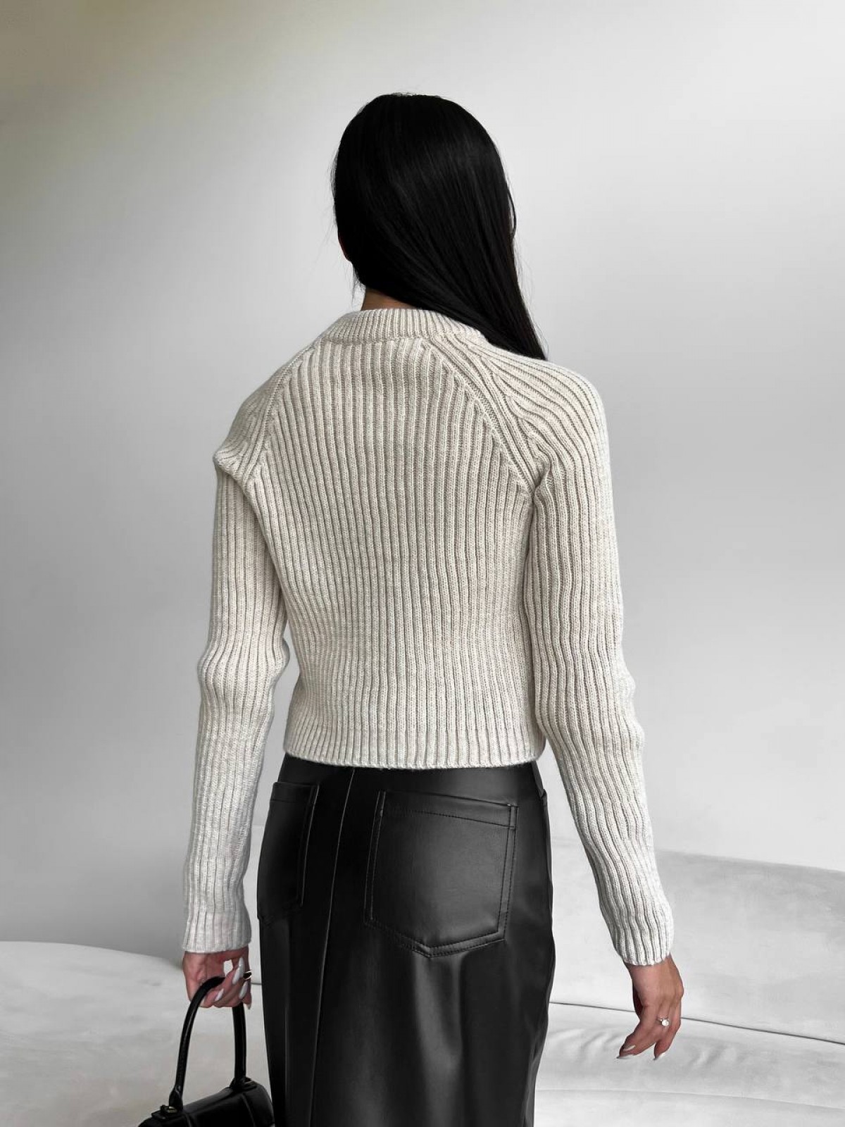 Жіночий светр із текстурним візерунком колір світло-бежевий р.42/46 441959