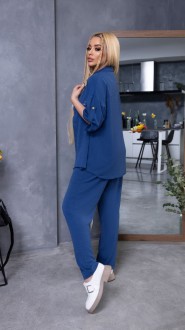 Жіночий костюм двійка з сорочкою колір джинс р.56/58 453708