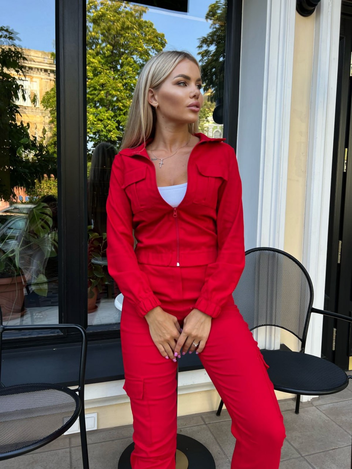 Жіночий костюм двійка колір червоний р.42/44 452067