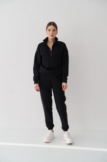 Жіночий костюм із стійкою колір чорний р.XL 451315