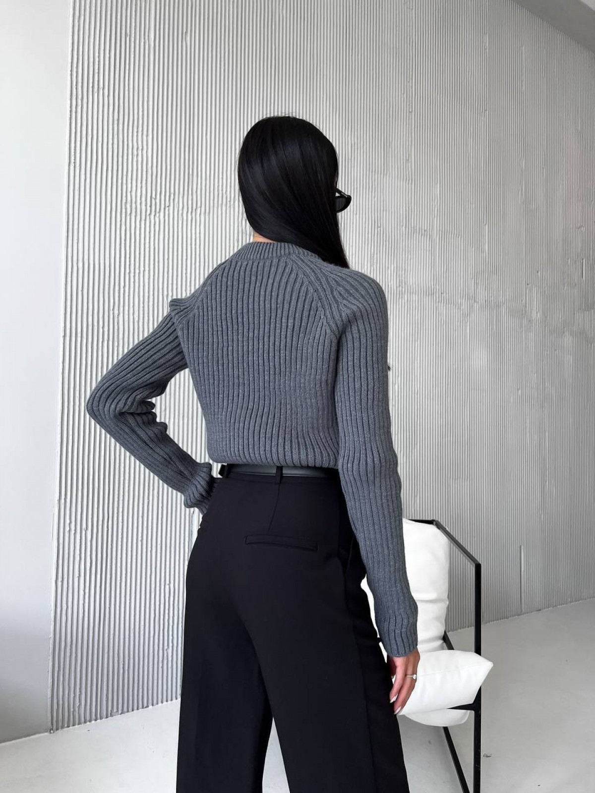Жіночий светр із текстурним візерунком колір сірий р. 42/46 441955